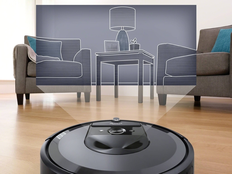 Camera-based navigation of a robot vacuum cleaner.